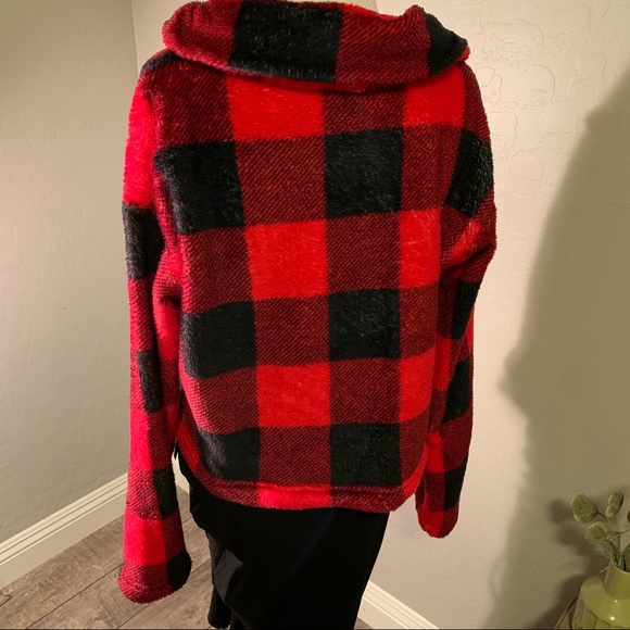 Shien medium collared Buttoned Fleece Plaid Jacket - Picture 3 of 7
